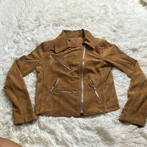 Lulu's Cropped Faux Suede Moto Jacket